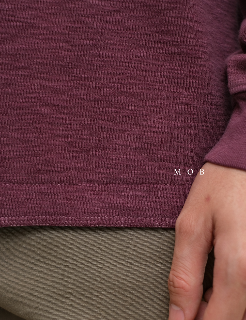 GPLST07006 Textured Henley LS Tee Light Maroon