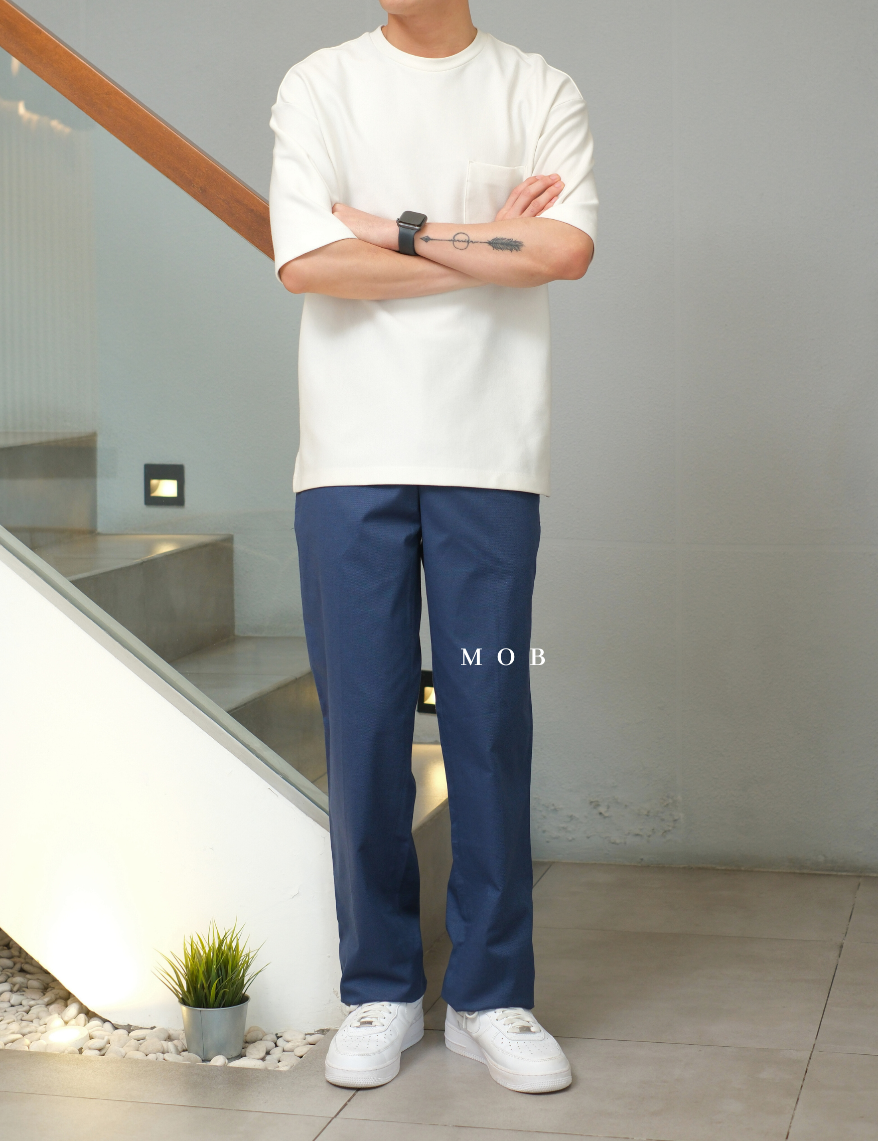 EXPT1402B Producer Modern Fit Pants Dark Blue Textured