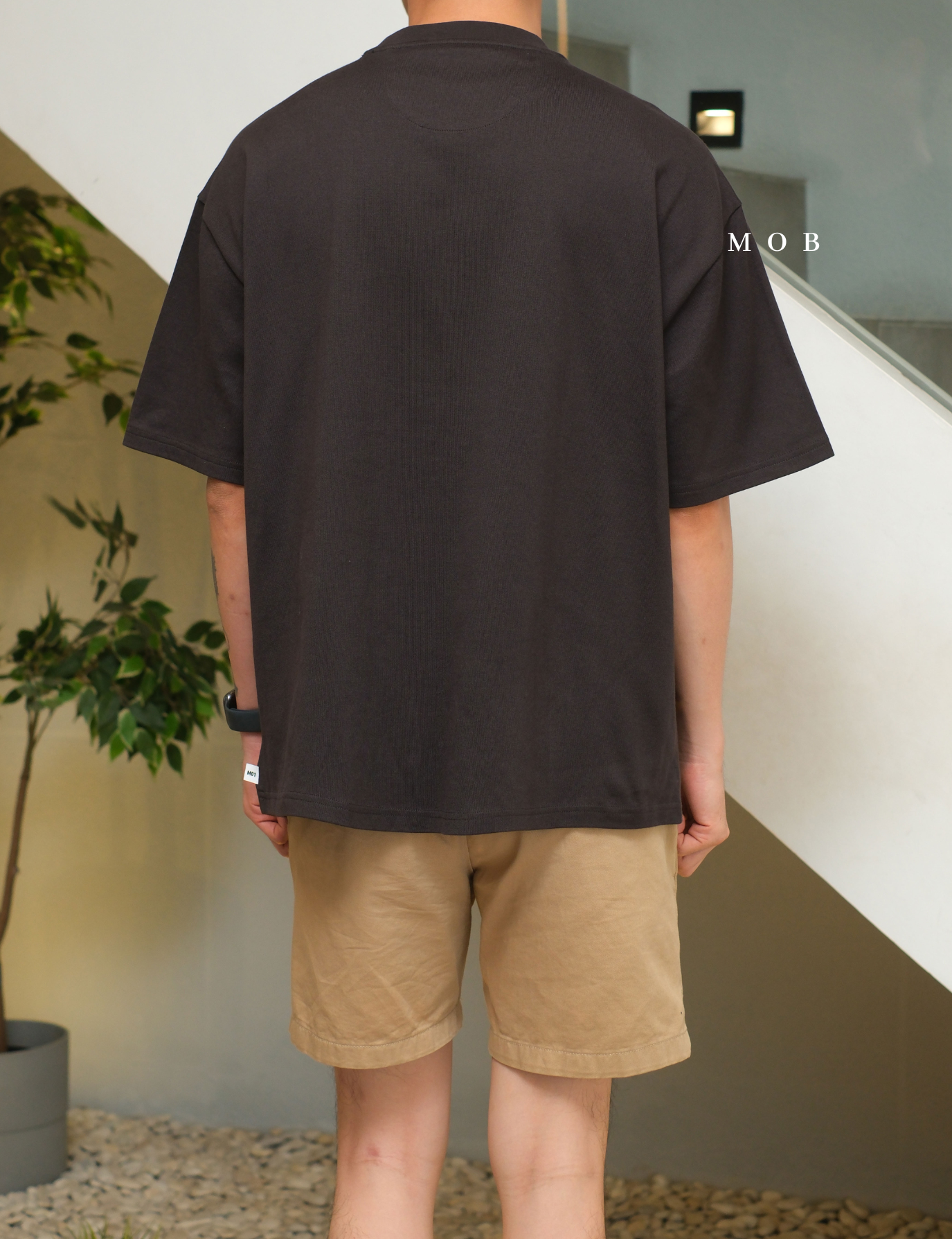 MODSST01004 Oversized Stay Focused Graphic SS Tee Dark Brown