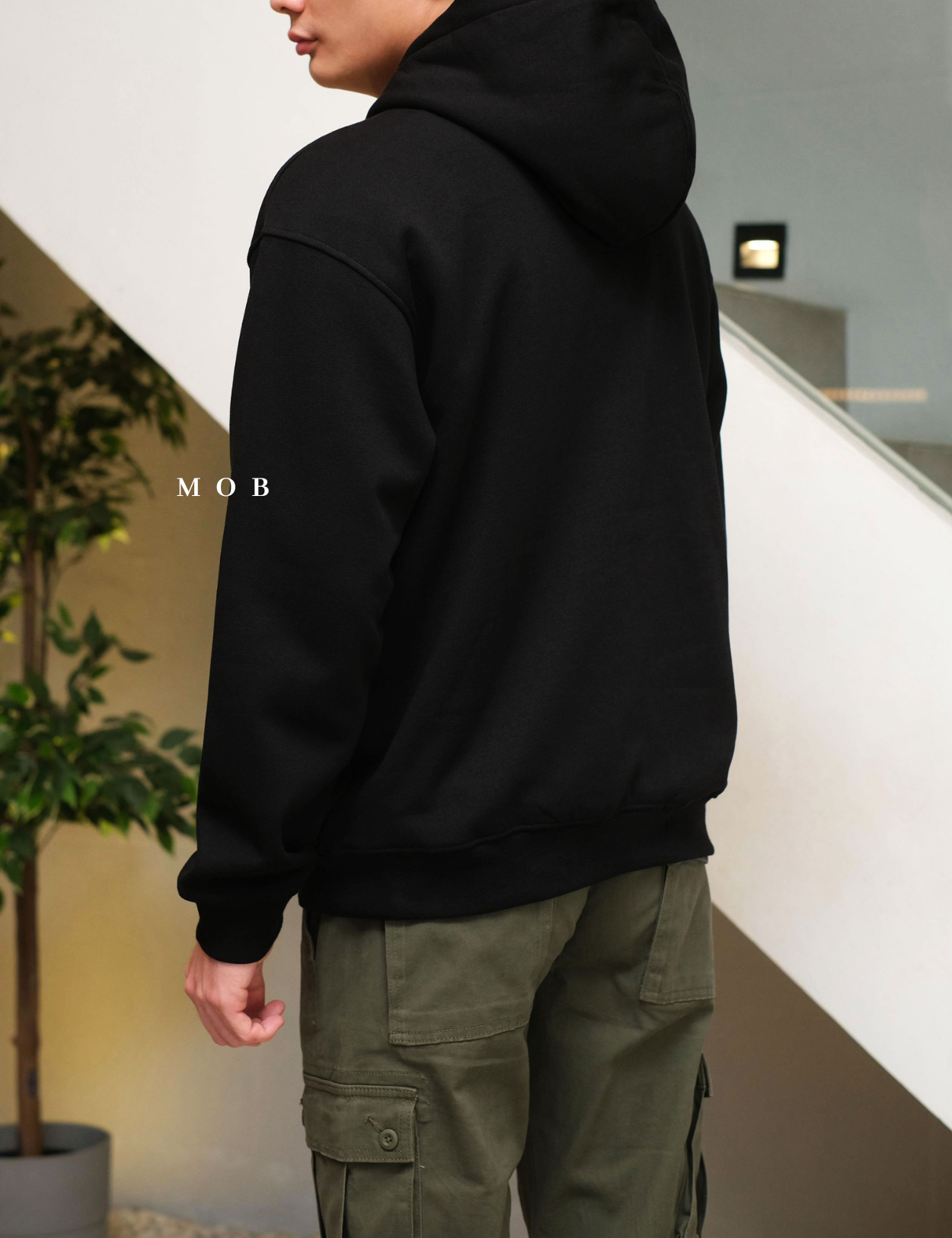 HMHOD02001 Loose Fit Pullover Hoodie Black (V2)