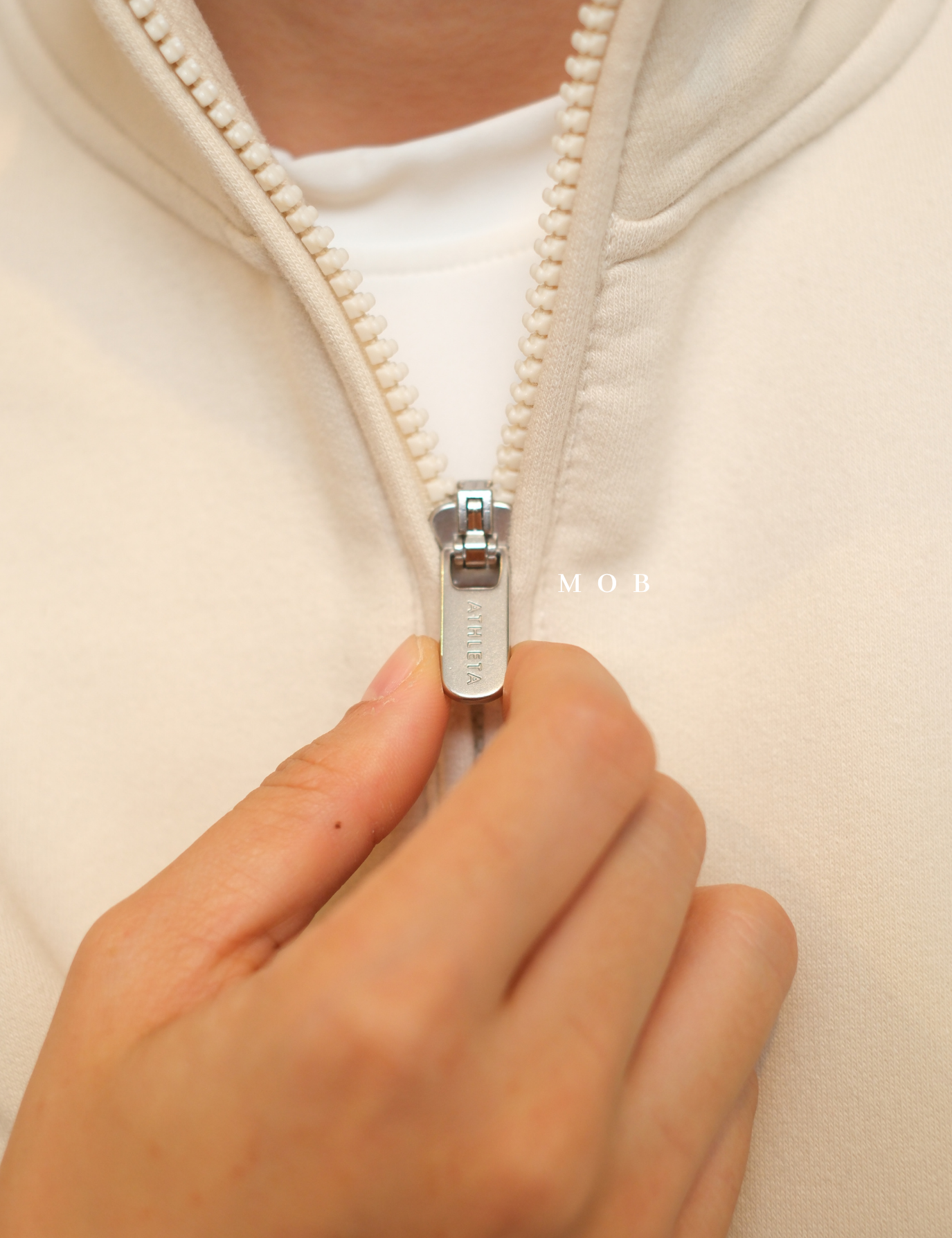 ATHSW02002B Forever Fleece 1/4 Zip Sweatshirt Cream