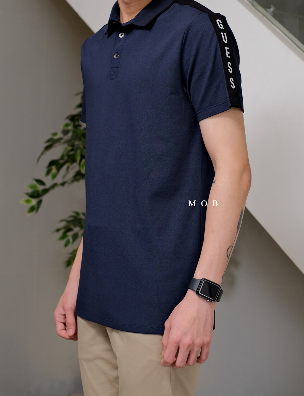 GSSPS01002B Pique Logo Tape Polo Navy