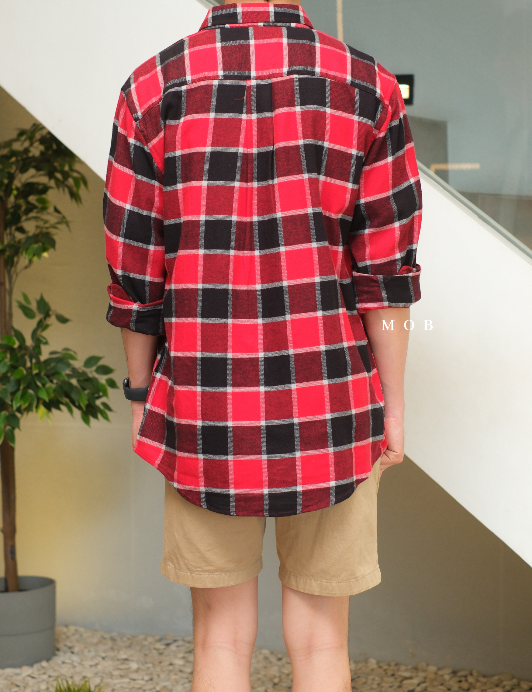 CNBLSS01005 Flannel LS Shirt Red Black Plaid