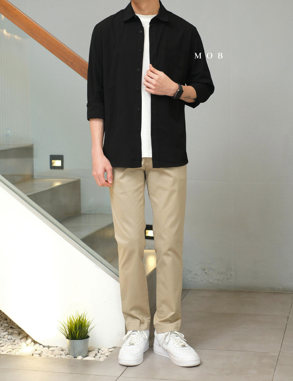 FLXLSS01001A Slim Performance LS Shirt Black