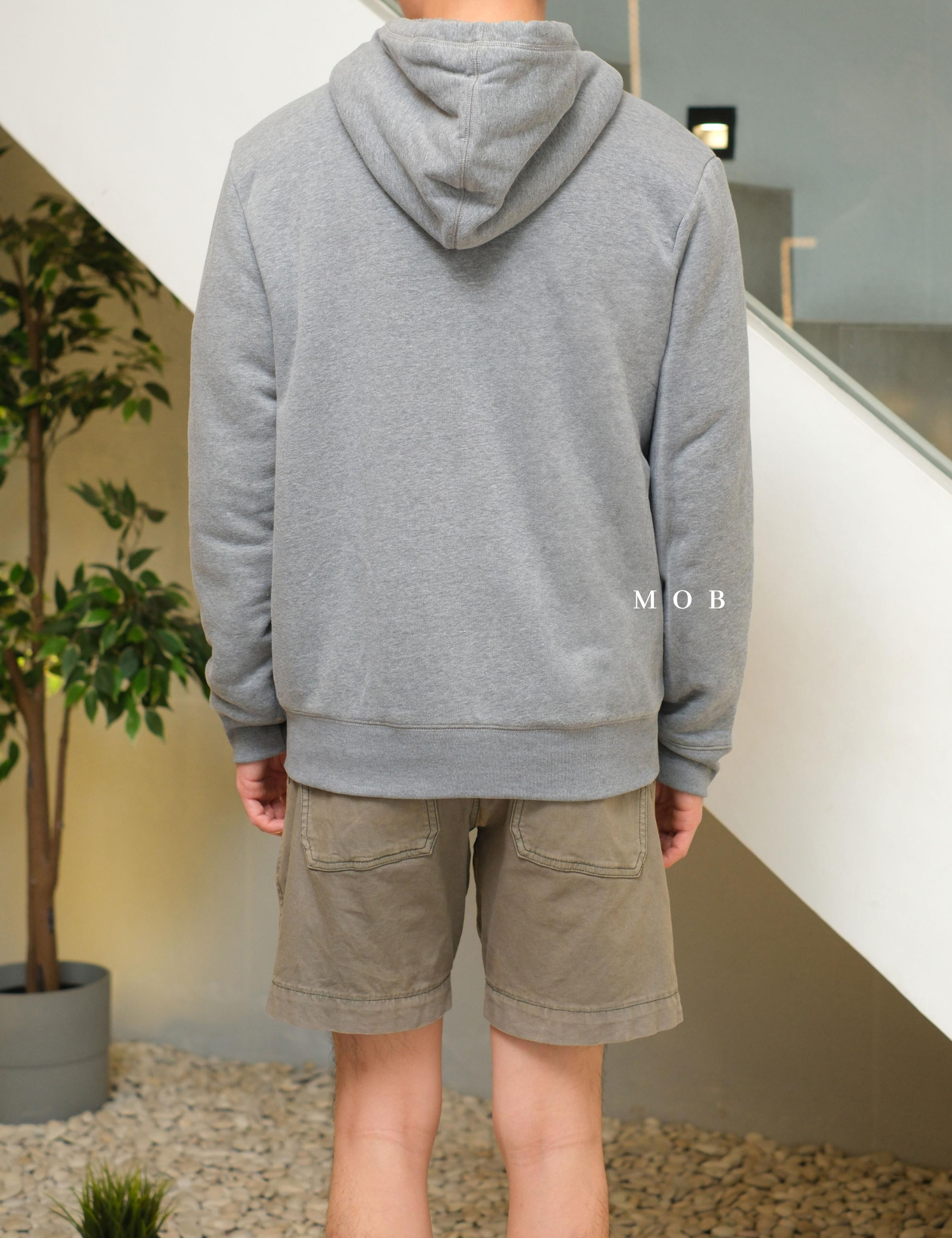 GPFZ02004 Logo Sherpa Lined Full Zip Hoodie Grey