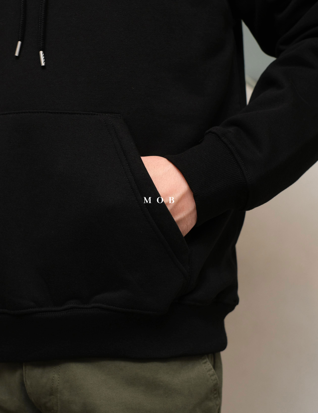 HMHOD02001 Loose Fit Pullover Hoodie Black (V2)