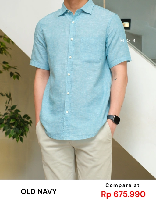 Image of ONSSS03001D Everyday LINEN SS Shirt Blue