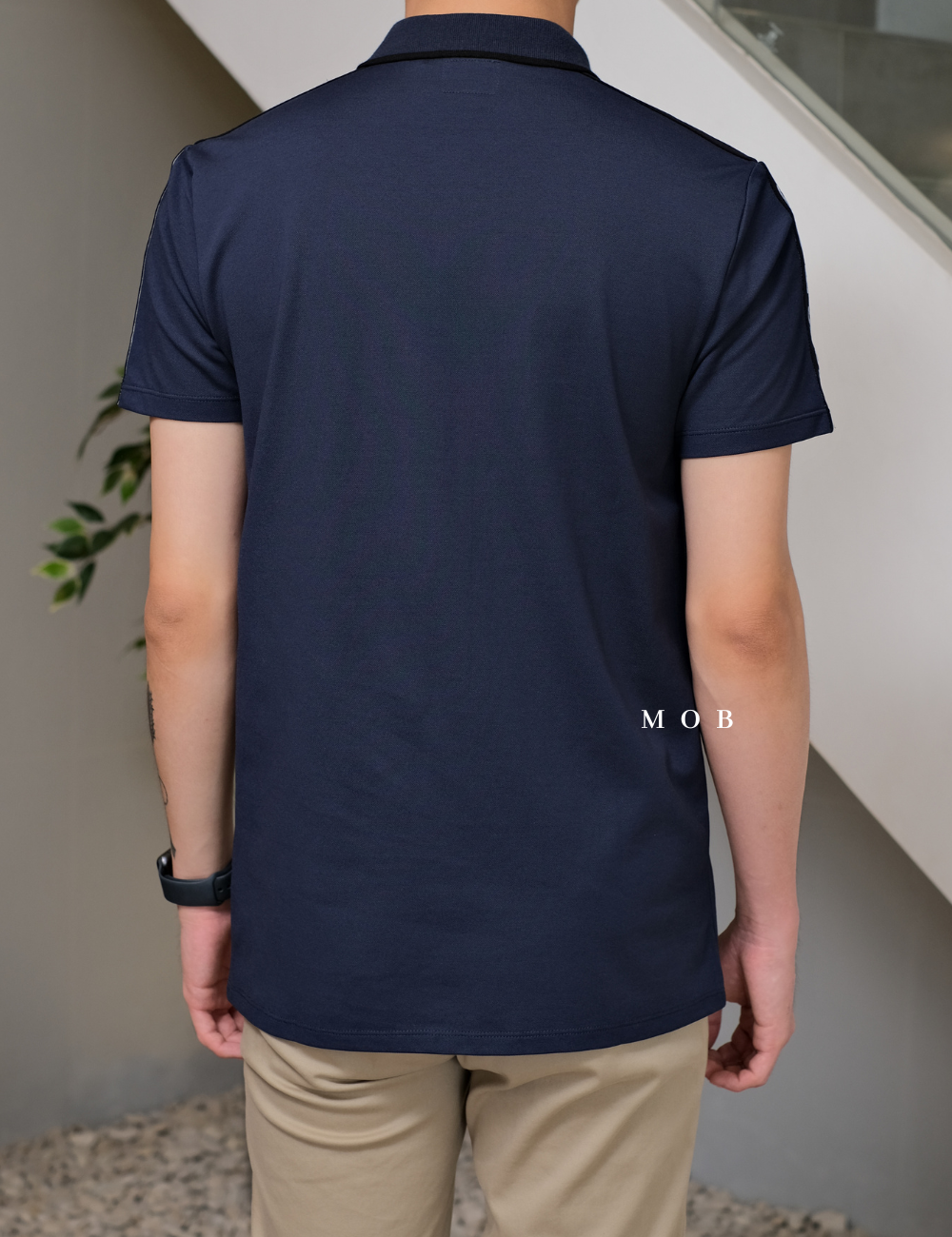 GSSPS01002B Pique Logo Tape Polo Navy