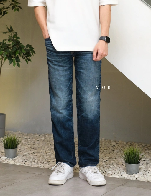Image of AEPT04001 AirFlex+ Athletic Straight Jeans Dark Blue