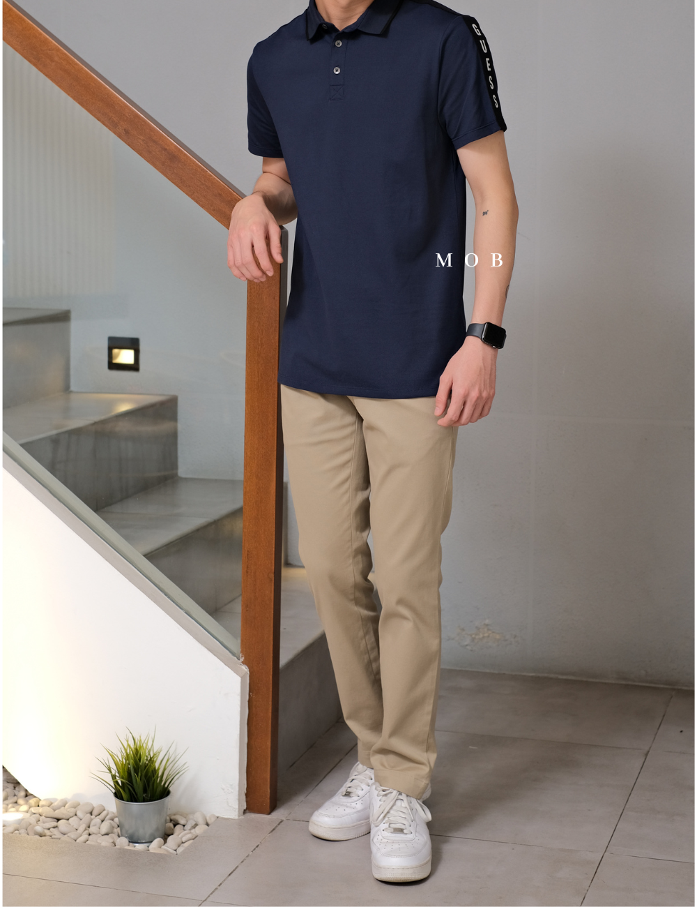 GSSPS01002B Pique Logo Tape Polo Navy