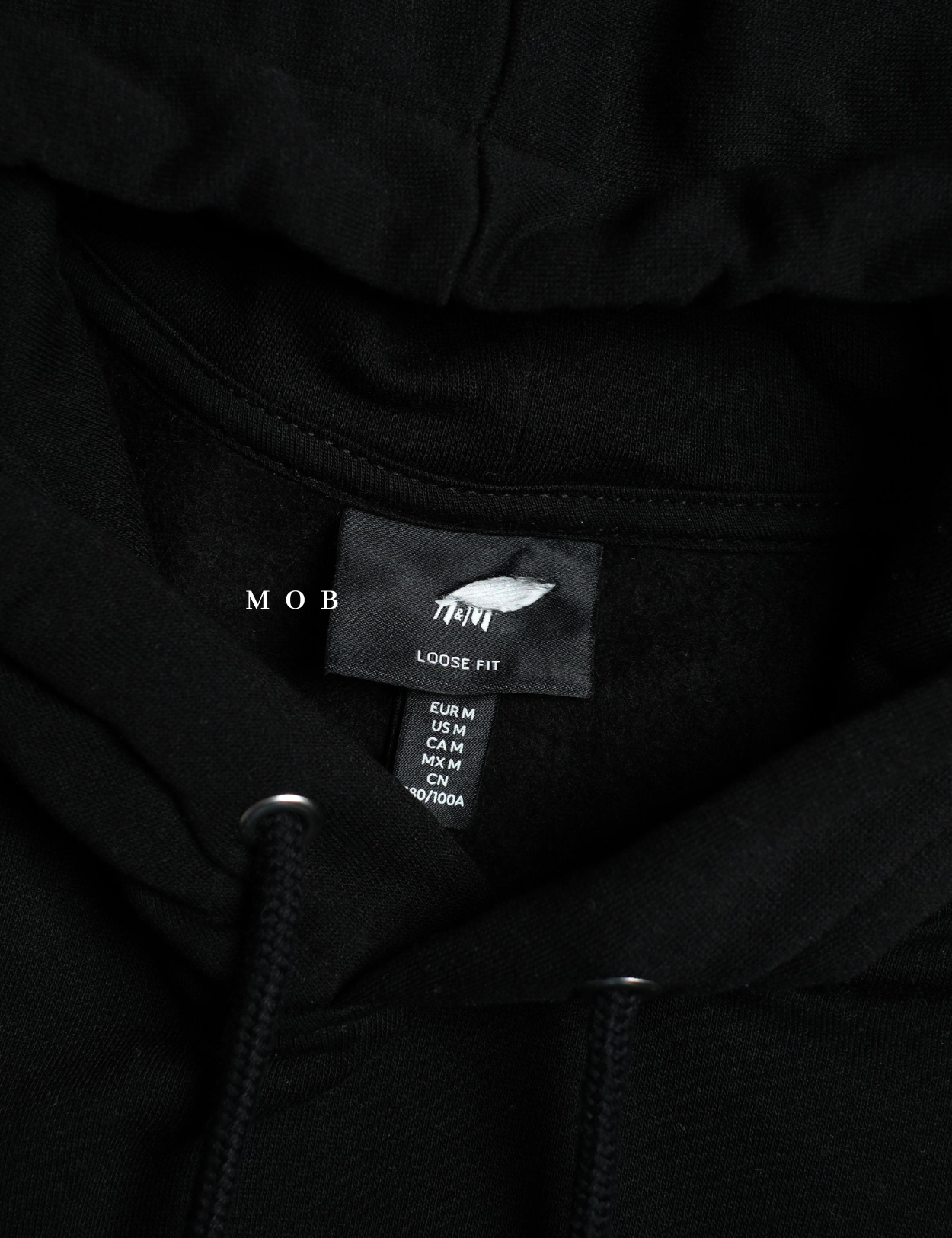 HMHOD02001 Loose Fit Pullover Hoodie Black (V2)
