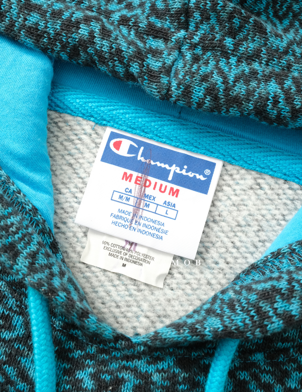 CHMPHOD1607A Glitch French Terry Embroidered C Logo Hoodie Coastal Blue