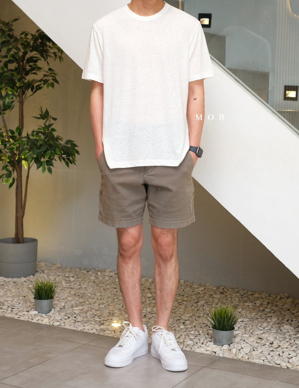 GPSST1903 Linen Blend SS Tee Broken White