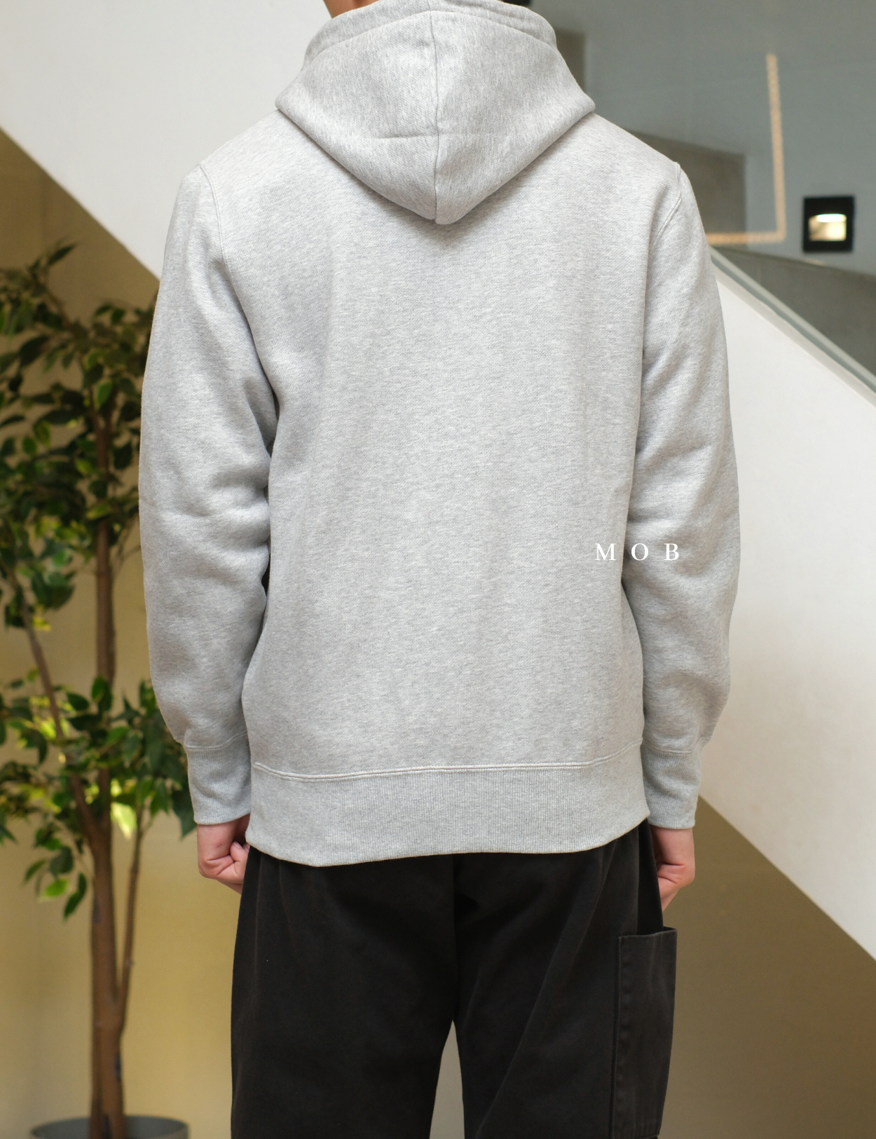 CHMPFZ05001A Basic Small Logo Full Zip Hoodie Heather Grey