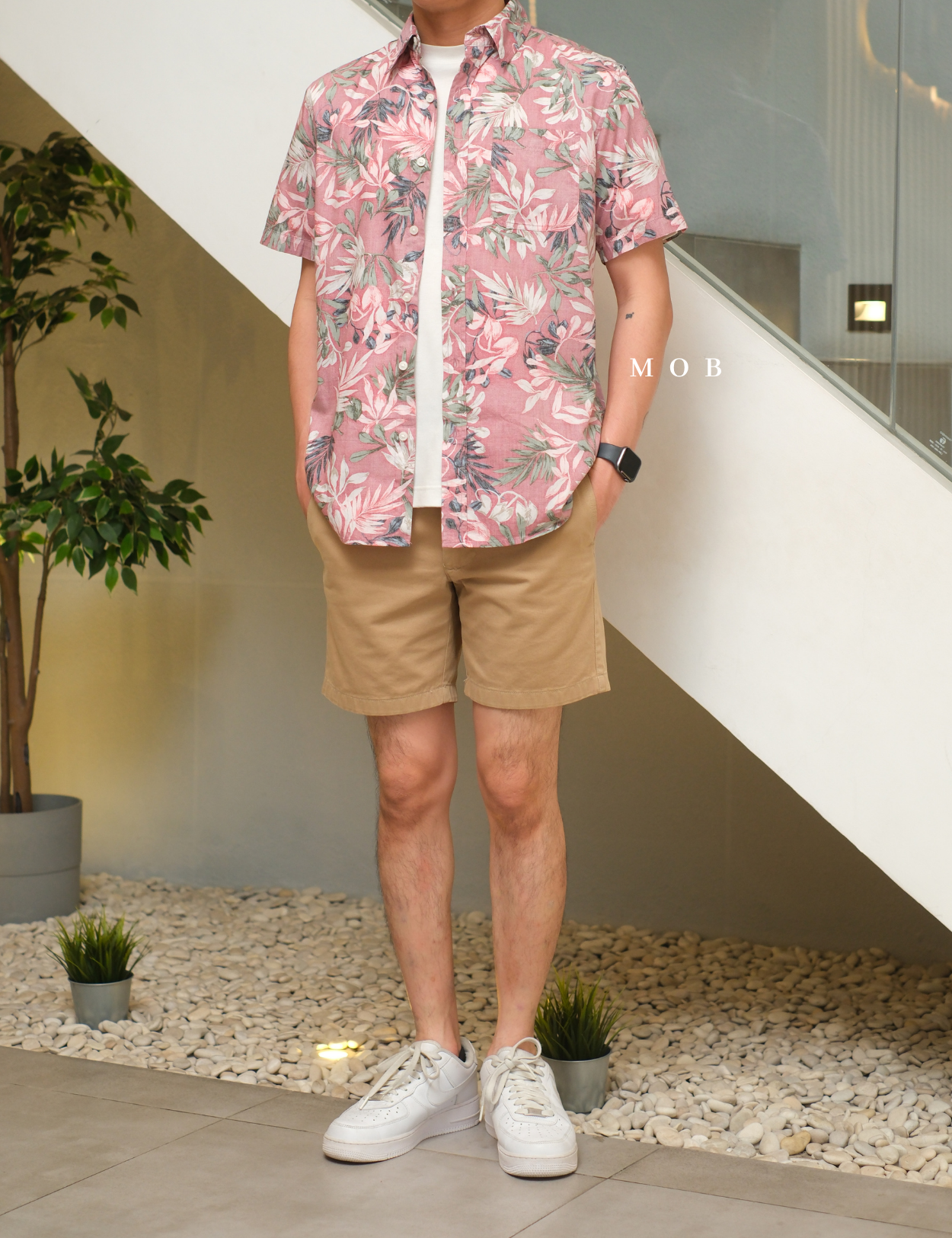 SUNSSS01002 Hans Tropical Floral SS Shirt Coral