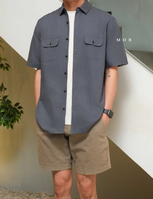 Image of AFSSS01001B Warren Pocket SS Shirt Dark Grey Misty