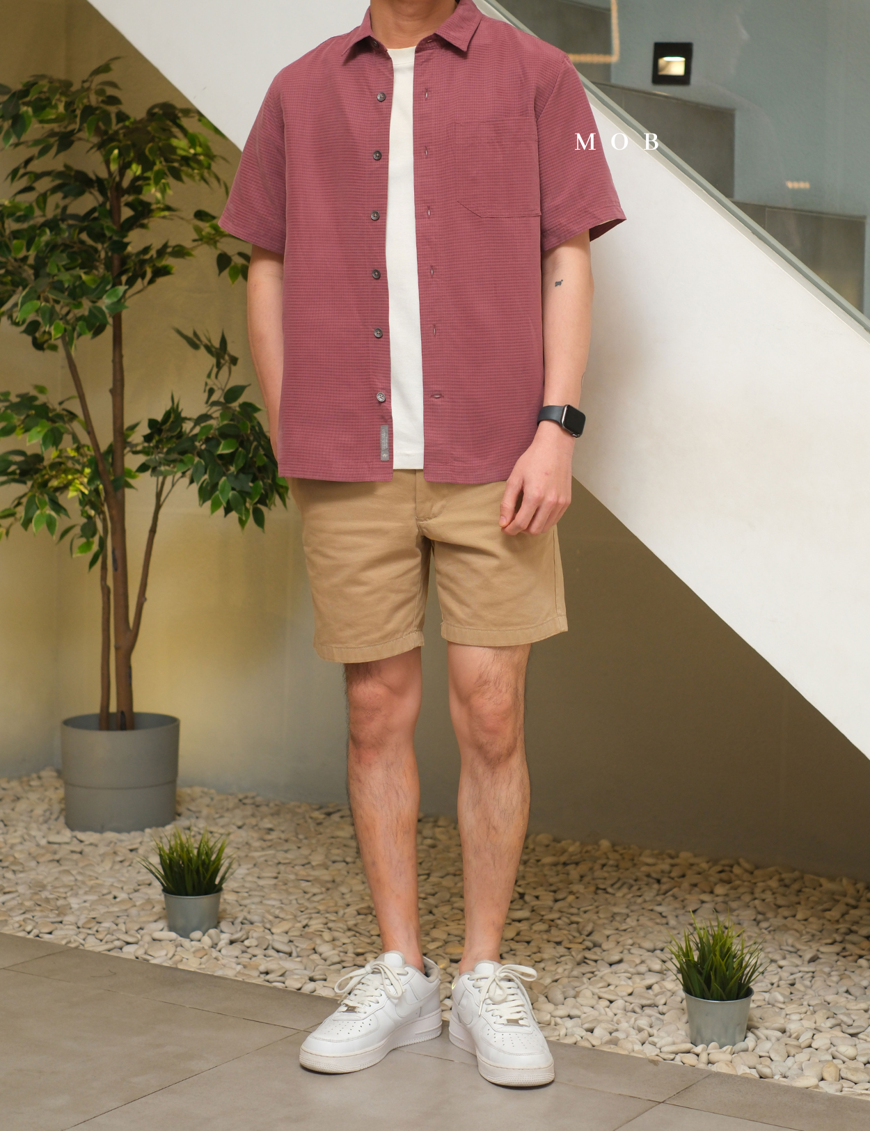 RRBSSS01001A Desert Pucker Dry SS Shirt Burgundy