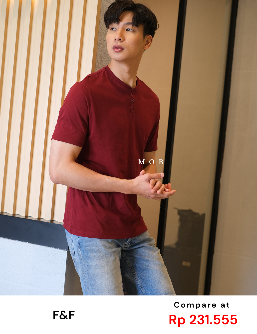 F&FSST01002 Henley Tee Maroon