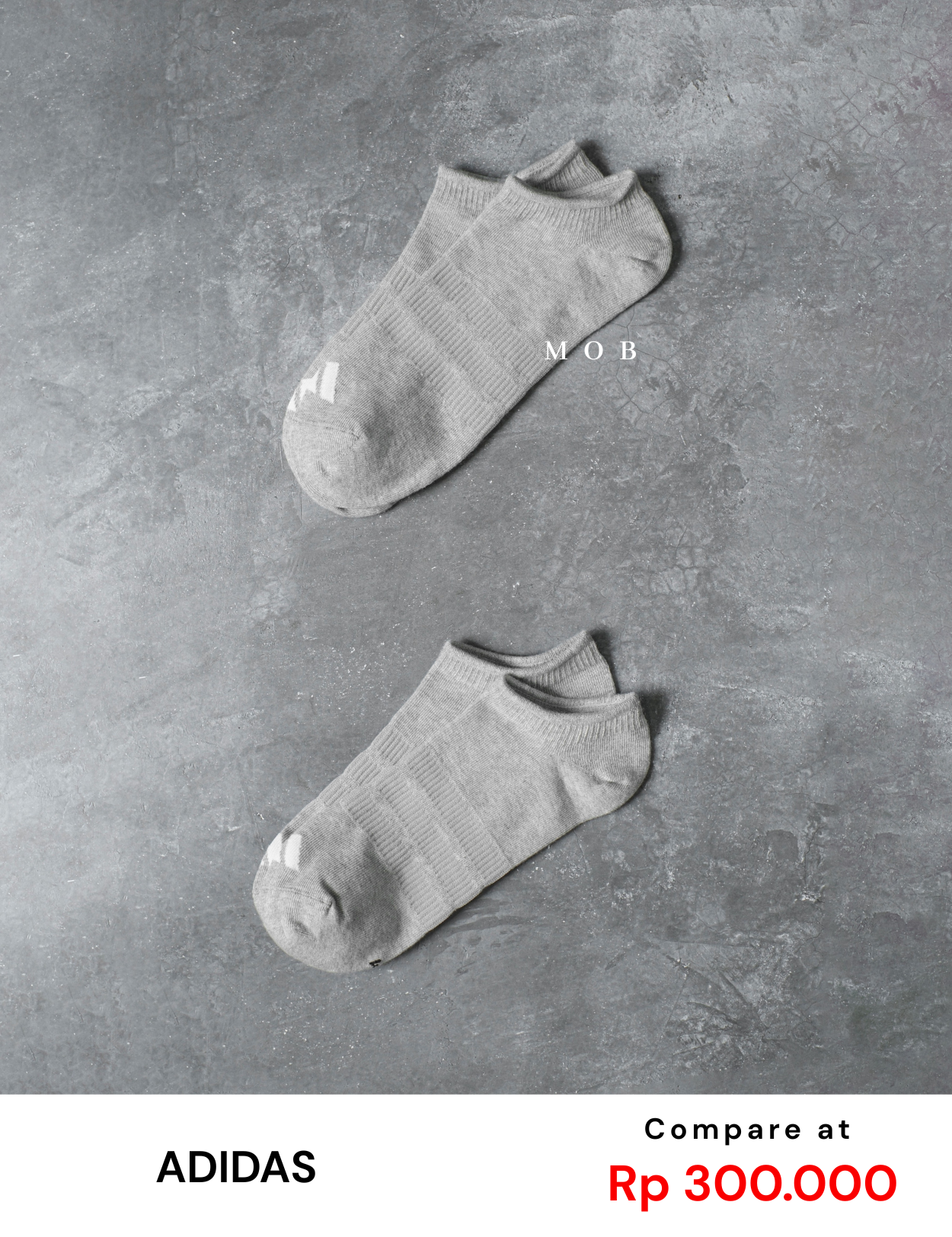ADDSSO01005B Thin & Light Sportswear No Show Socks Grey (2 PASANG)