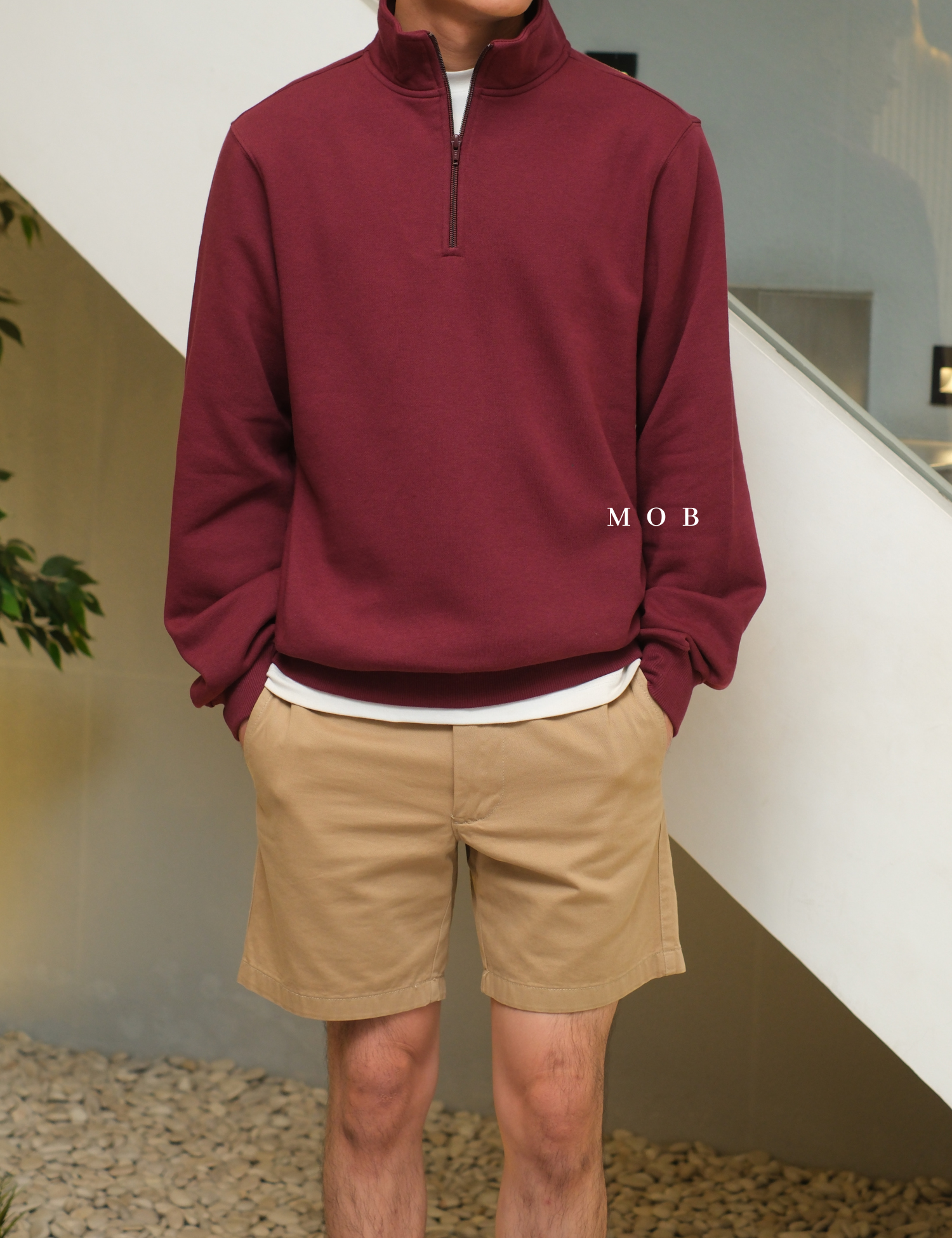 STSW05001I Basic 1/4 Zip Sweatshirt Maroon
