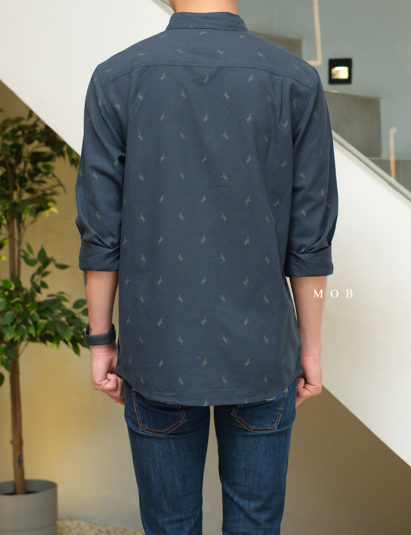 ROALSS02004 Scholar LS Shirt Coastal Blue Motif