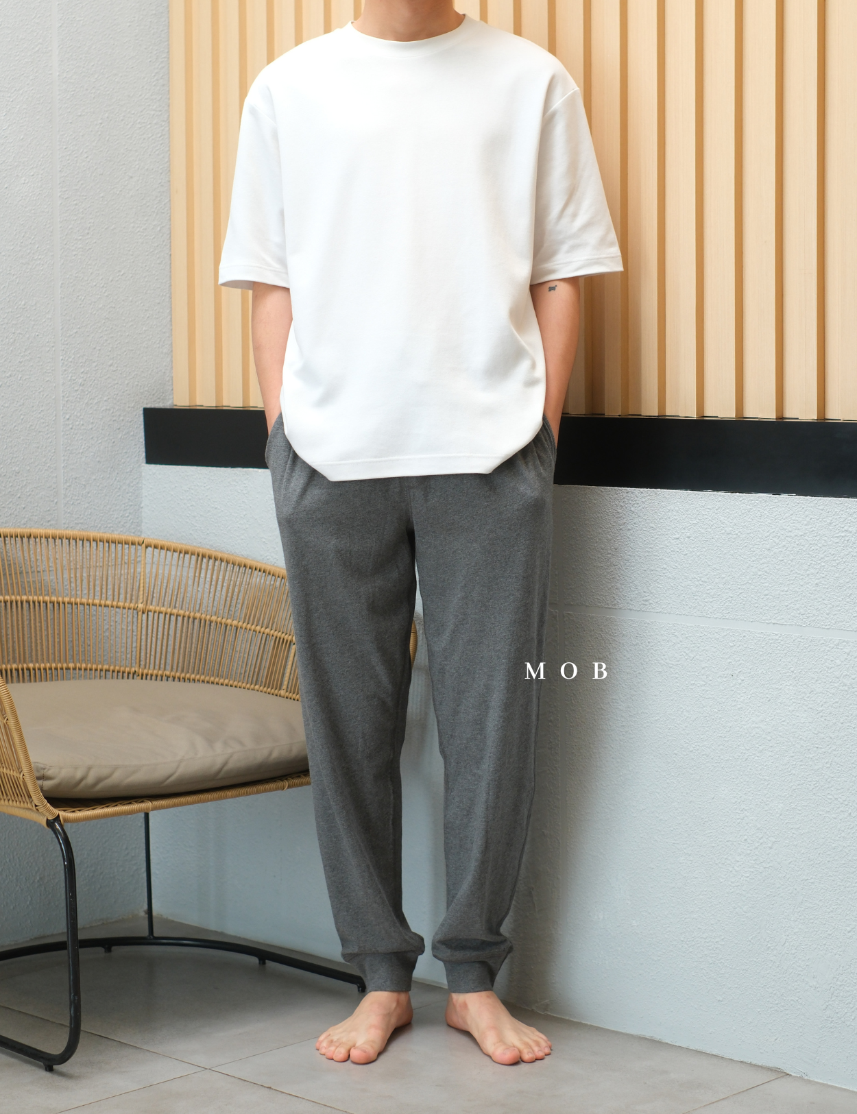 LEJP1006 Knit Jersey Sleep Jogger Charcoal