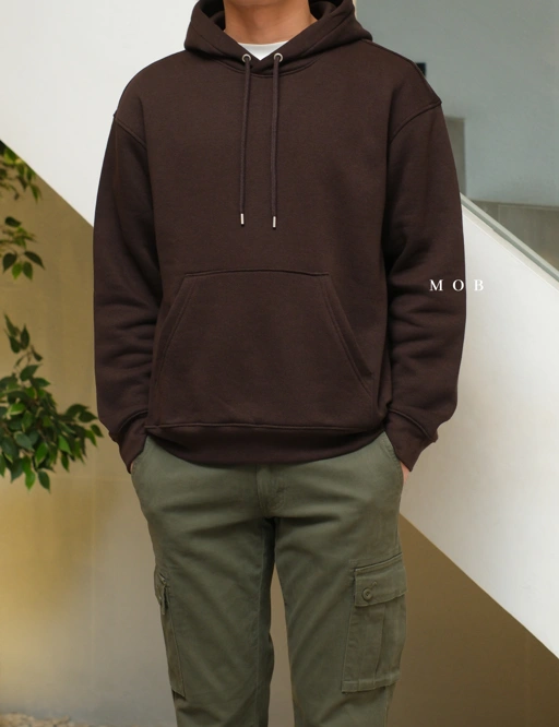 Image of HMHOD04001 Loose Basic Pullover Hoodie American Brown (V2)