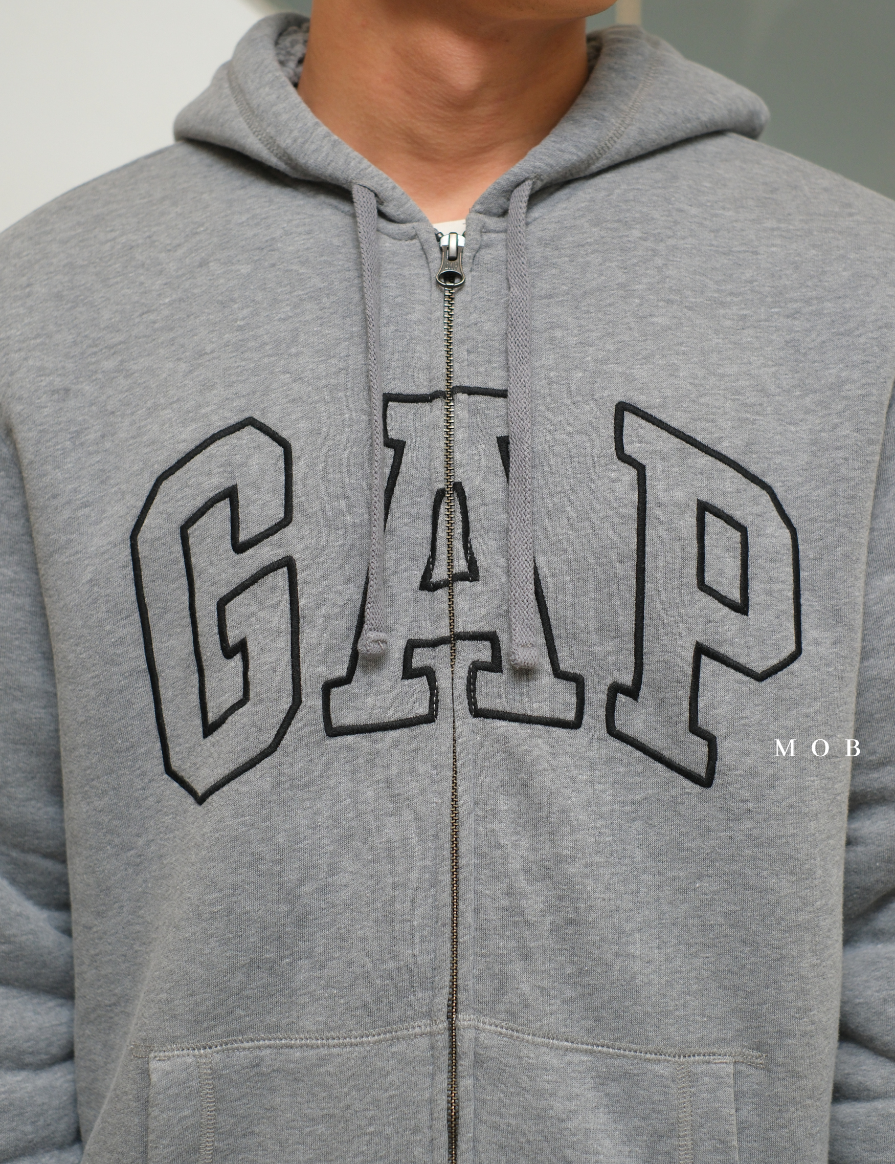 GPFZ02004 Logo Sherpa Lined Full Zip Hoodie Grey