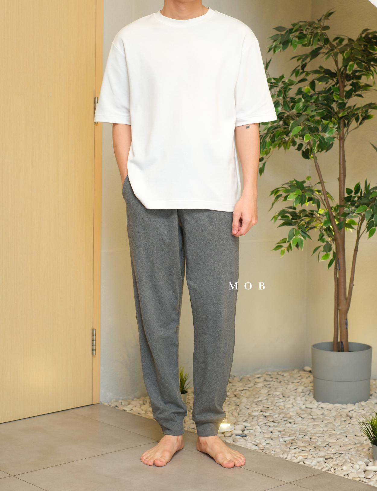 LEJP1006 Knit Jersey Sleep Jogger Charcoal