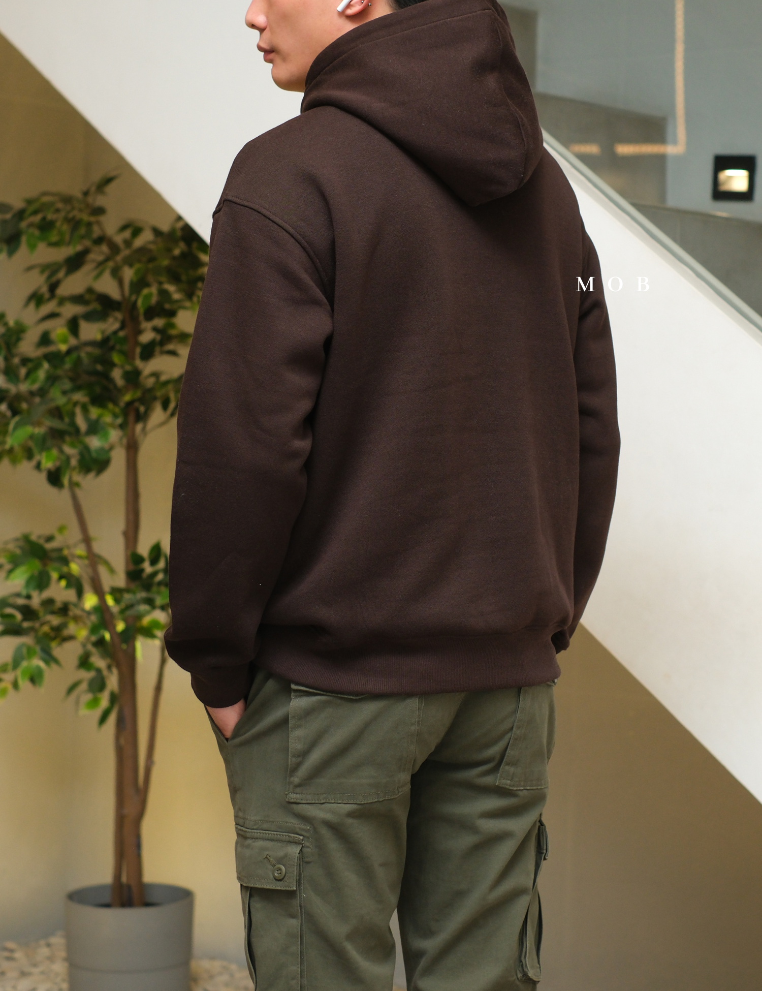HMHOD04001 Loose Basic Pullover Hoodie American Brown (V2)