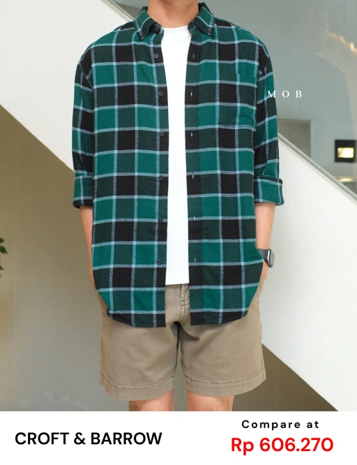 Image of CNBLSS01001 Flannel LS Shirt Green Black Plaid