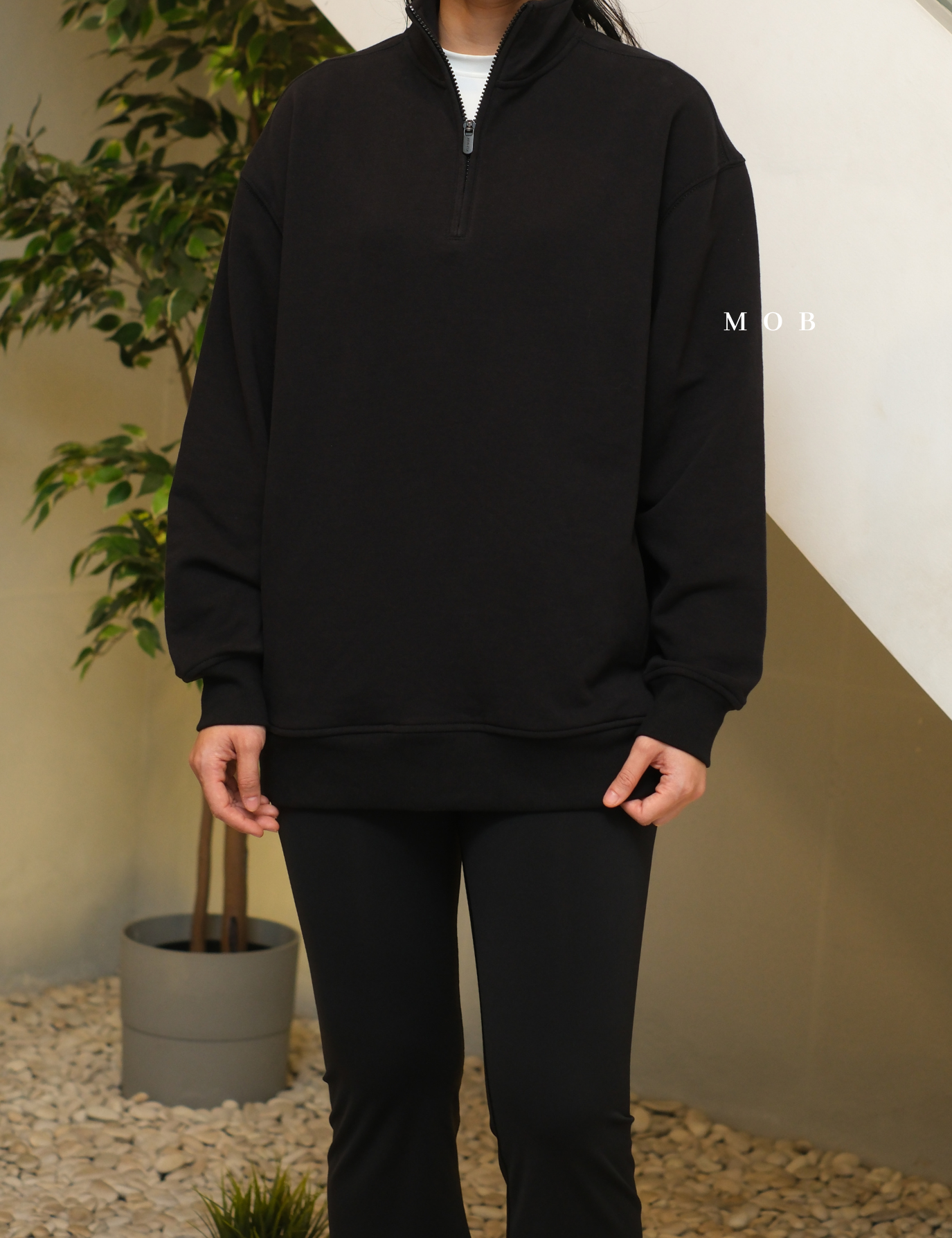ATHSW02003A Forever Fleece 1/4 Zip Sweatshirt Black
