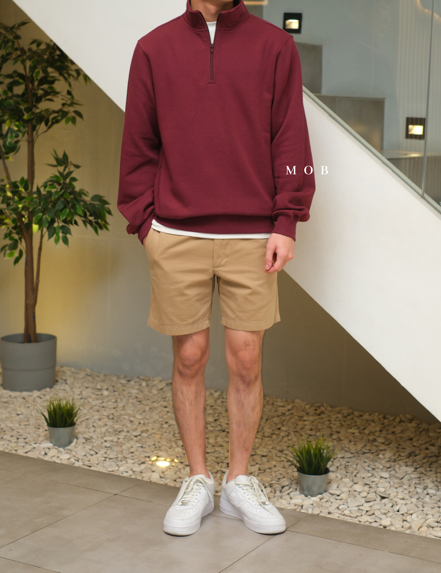 STSW05001I Basic 1/4 Zip Sweatshirt Maroon