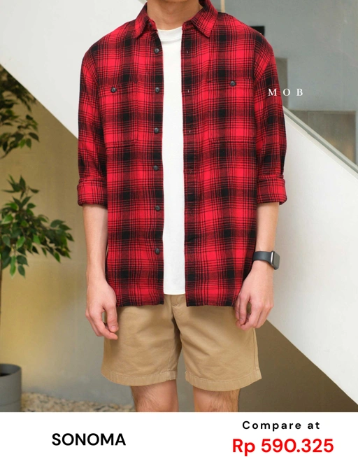 Image of SNMLSS01008 Super Soft Flannel LS Shirt Red Plaid