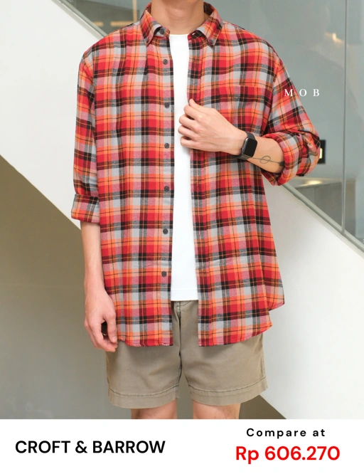 Image of CNBLSS01002 Flannel LS Shirt Orange Plaid