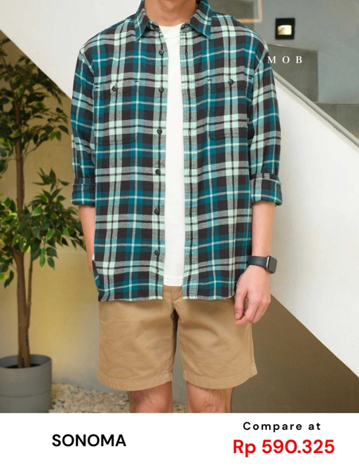 Image of SNMLSS01009 Super Soft Flannel LS Shirt Green Plaid