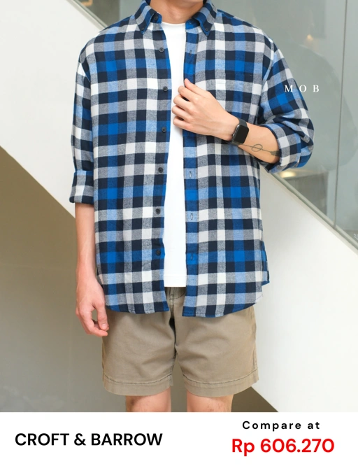 Image of CNBLSS01003A Flannel LS Shirt Blue Black White Plaid