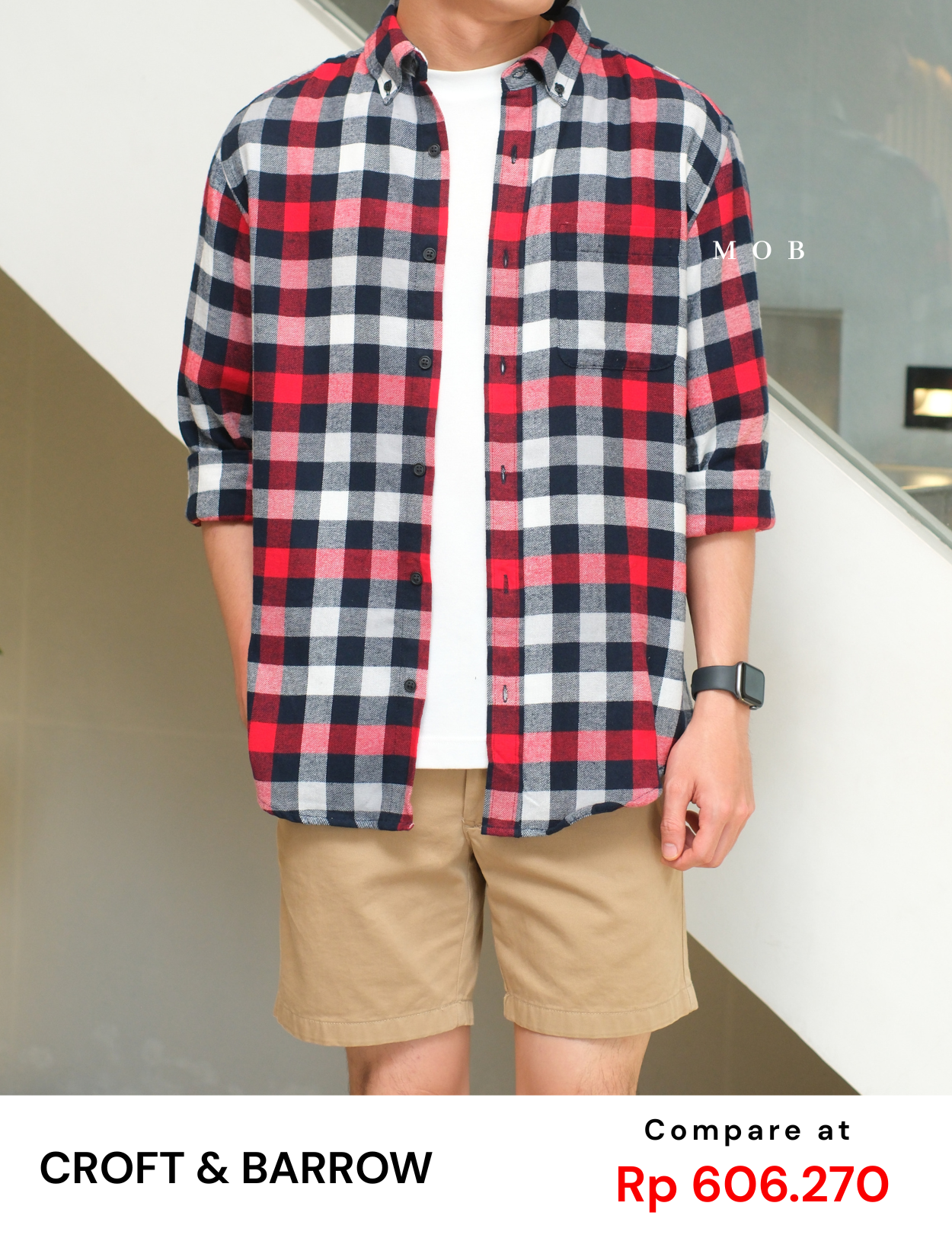 CNBLSS01003B Flannel LS Shirt Red Black White Plaid