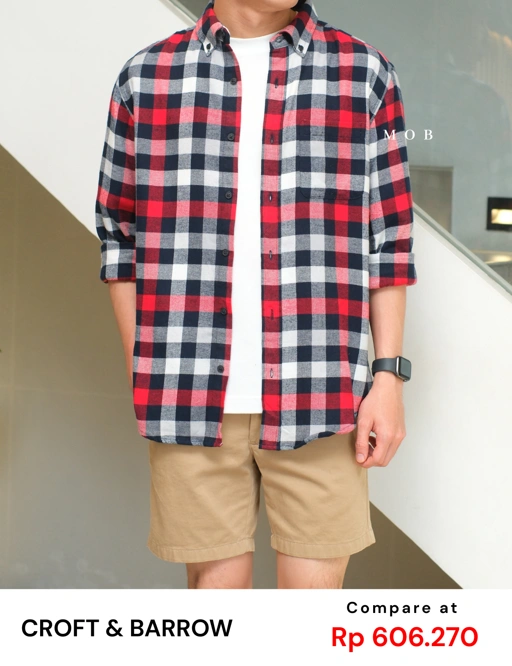 Image of CNBLSS01003B Flannel LS Shirt Red Black White Plaid