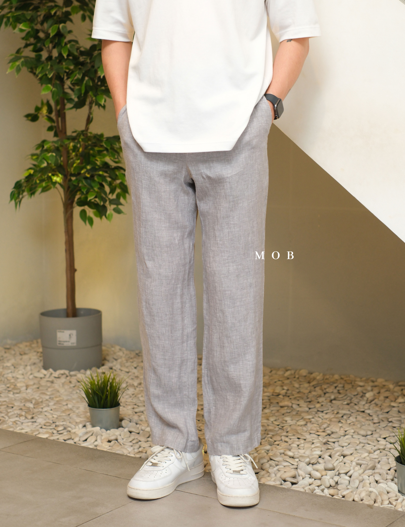 CLB02LIL002-002 Linen Luxury Pants Grey