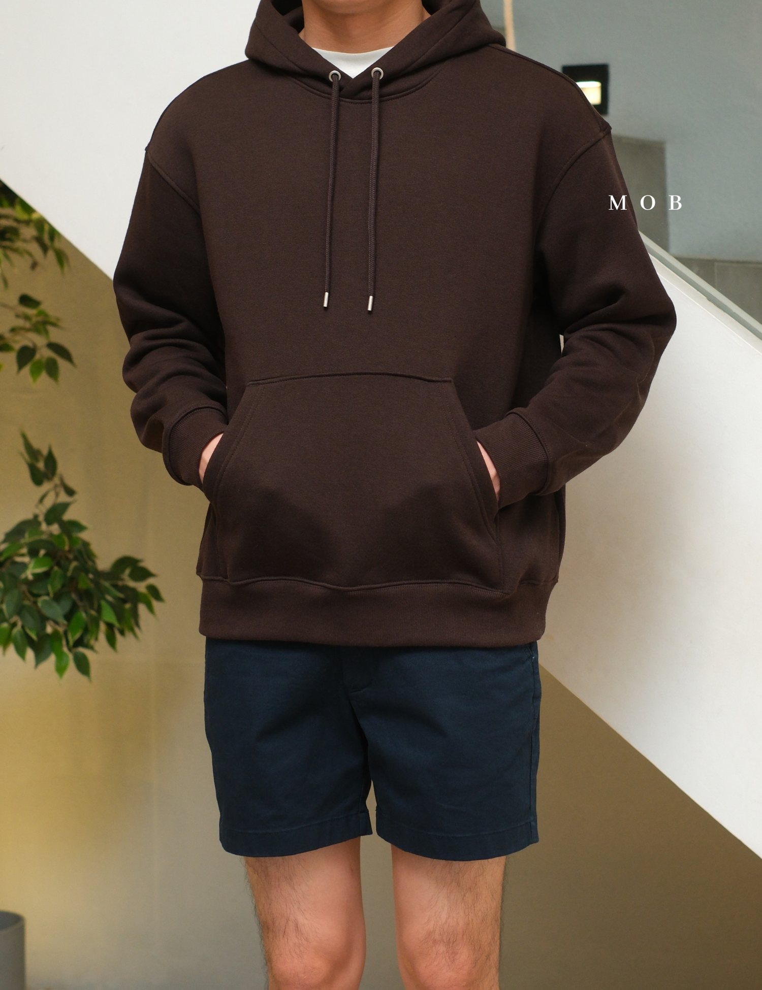 HMHOD04001 Loose Basic Pullover Hoodie American Brown (V2)