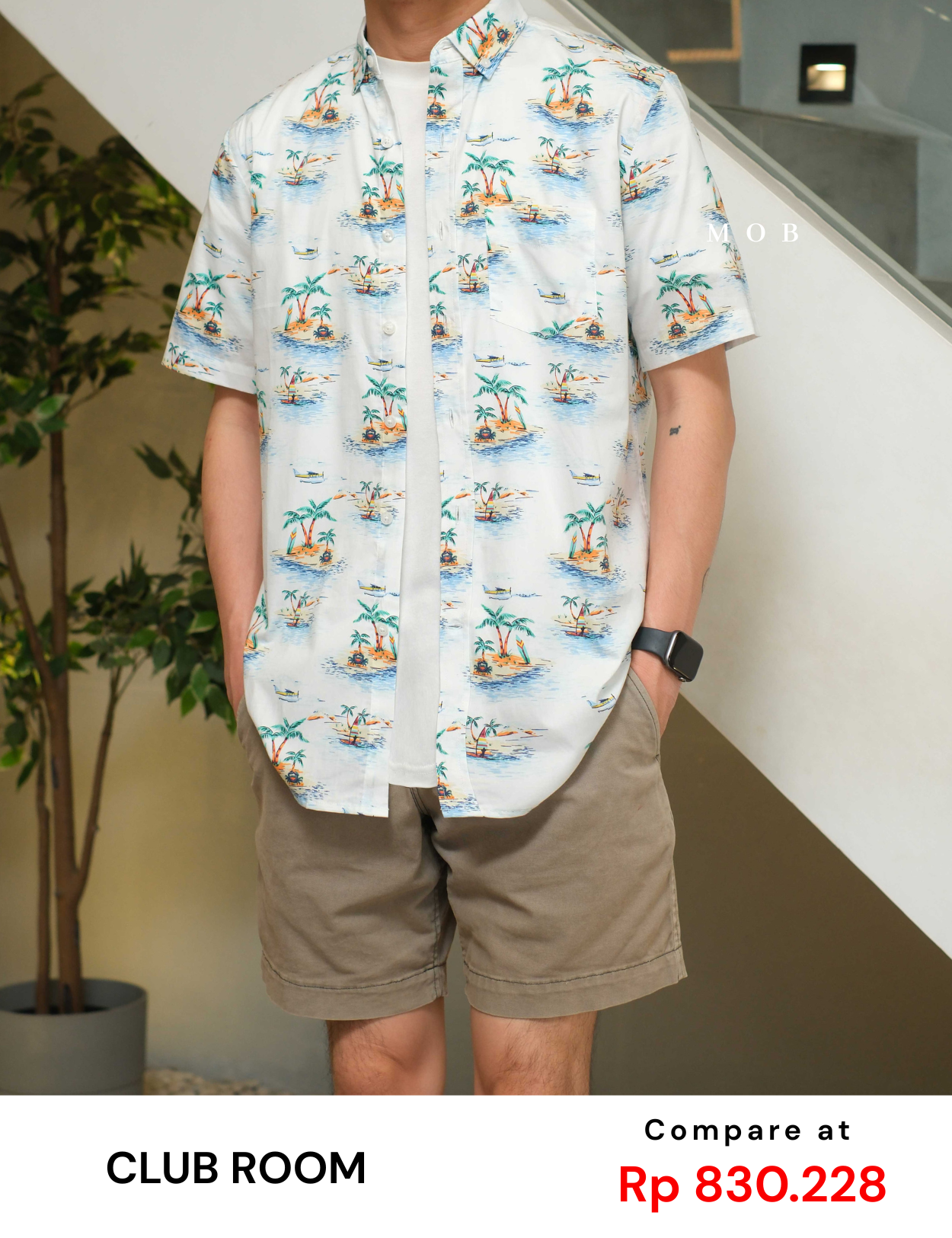 CLRSSS03005 Palm Tree Islands SS Shirt White