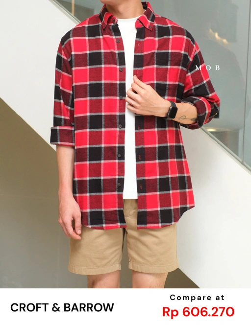 Image of CNBLSS01005 Flannel LS Shirt Red Black Plaid