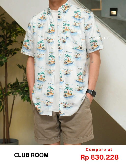 Image of CRSSS03005 Palm Tree Islands SS Shirt White