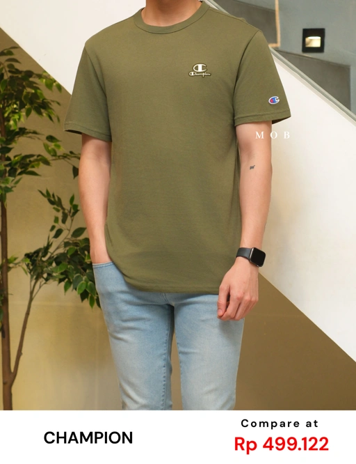 CHMPSST1701C Lightweight Tee C Logo Applique Olive