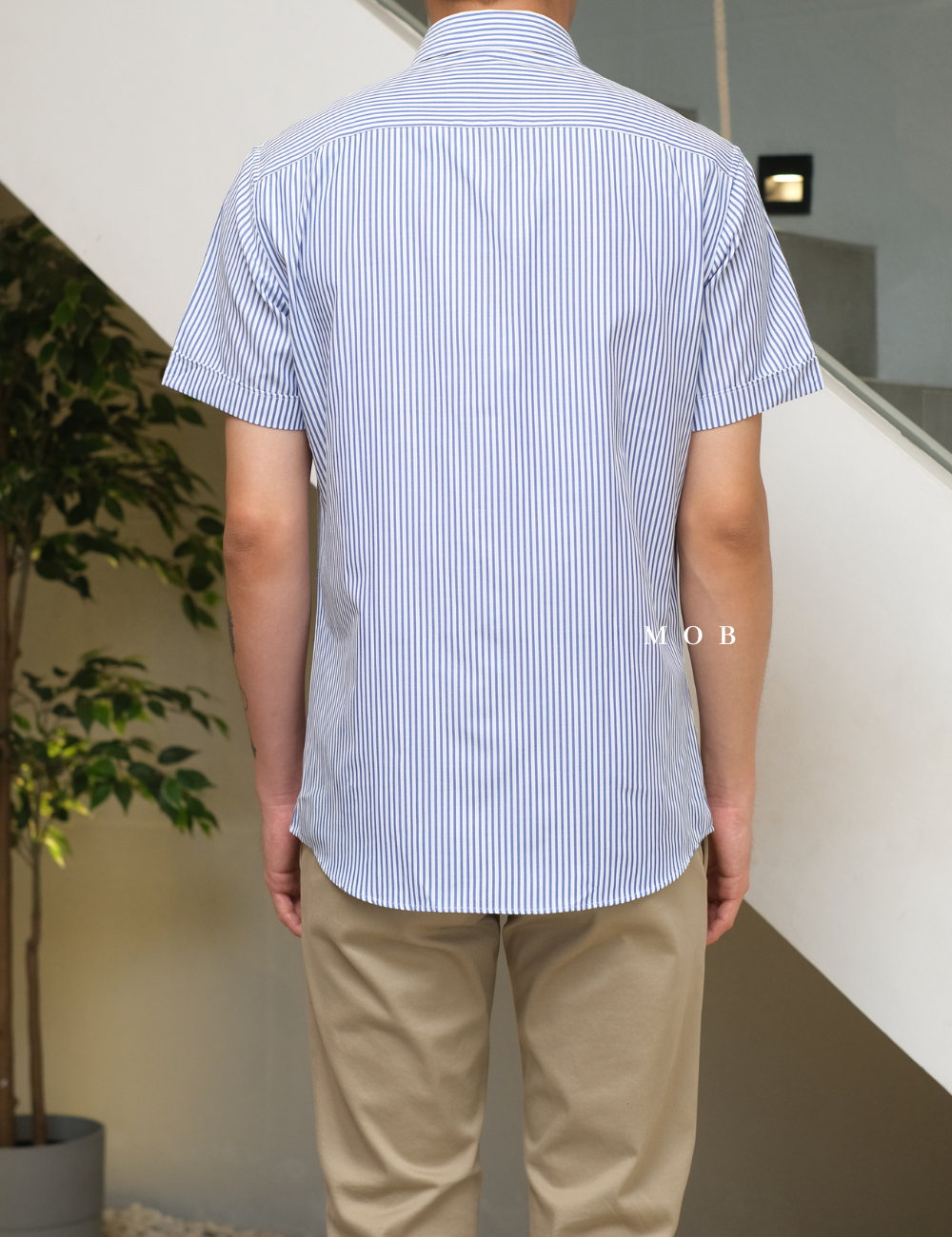 MSTSSS01002 Slim SS Shirt White Stripe