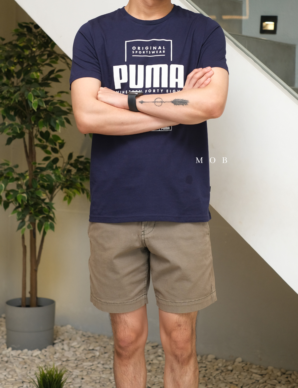 PMSST09007 Box Graphic Script Logo SS Tee Navy 