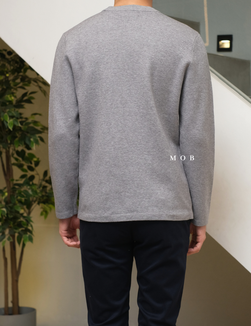 MSTSW01002 Basic Round Knit Sweatshirt Grey