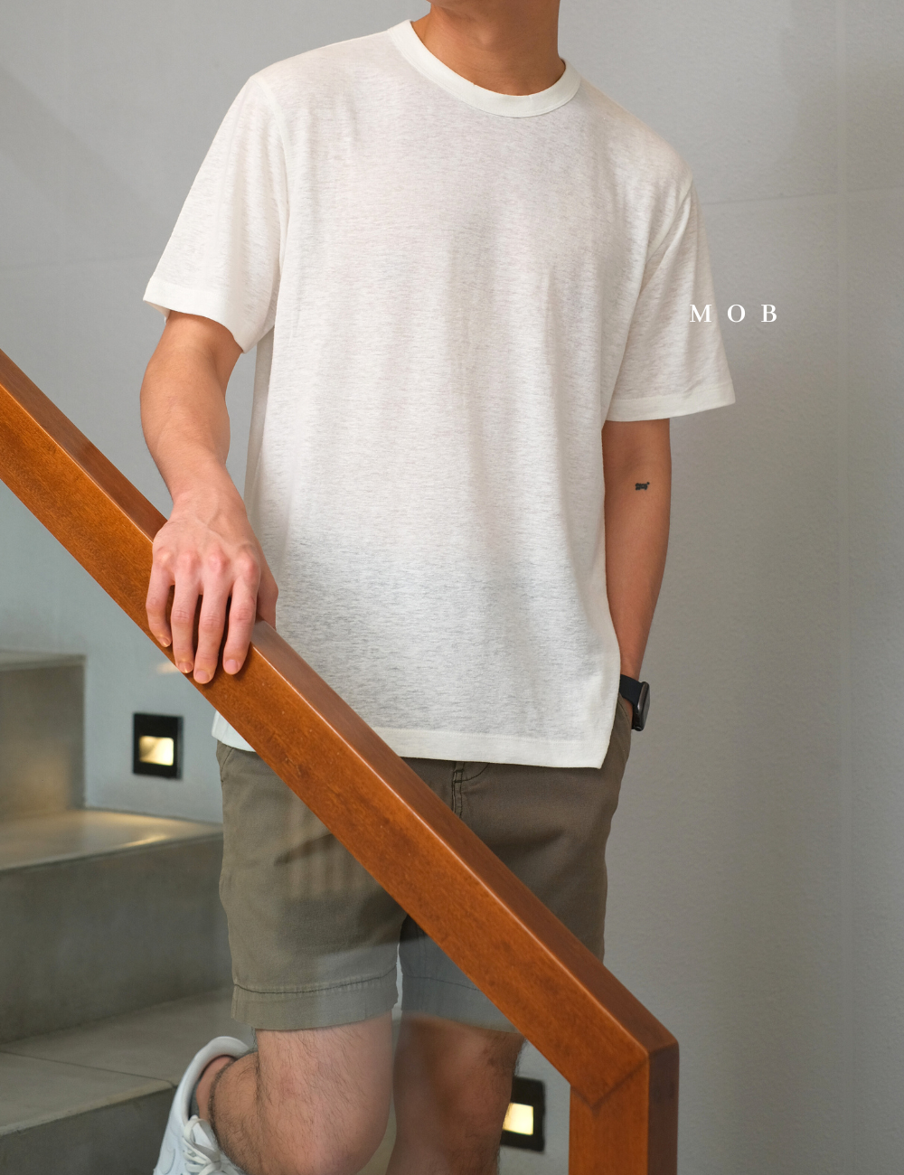GPSST1903 Linen Blend SS Tee Broken White