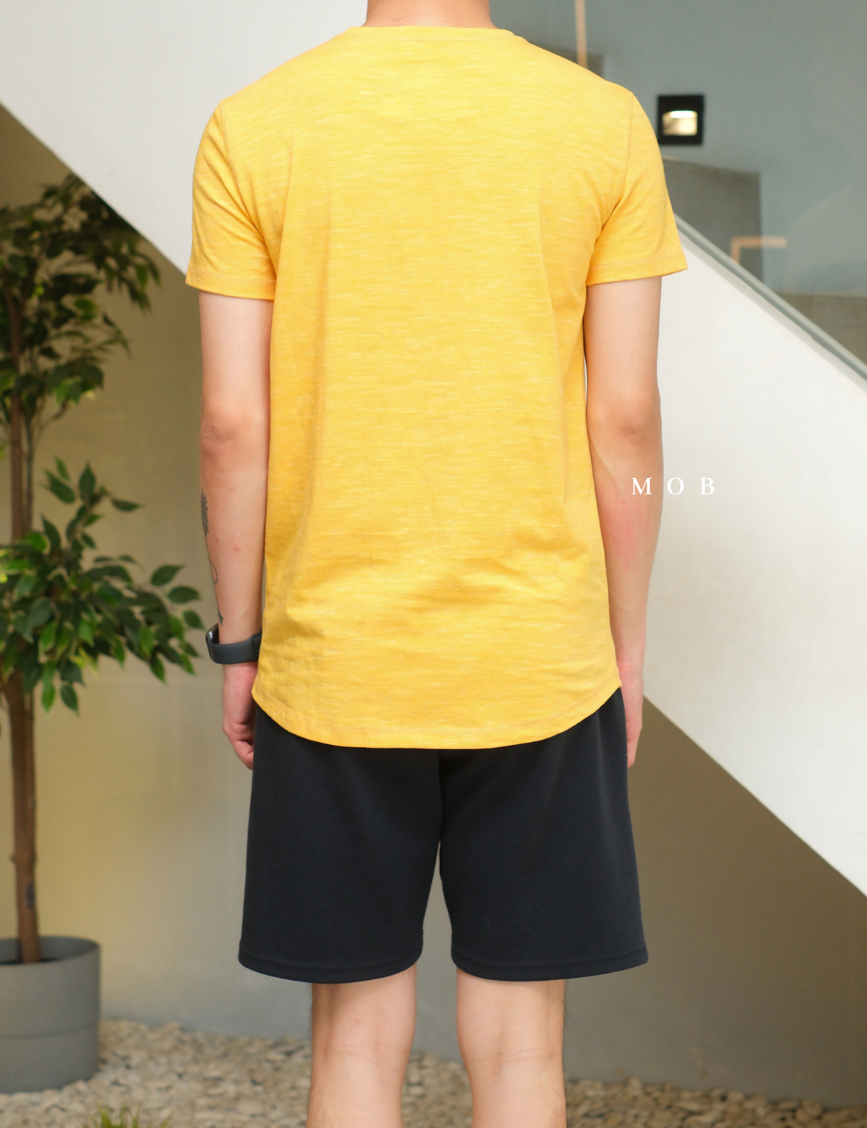 AESST06001B Active Flex Square Logo SS Tee Yellow (S ONLY)